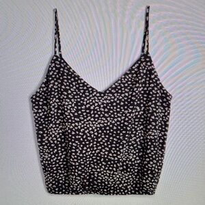 Nine Britton Black & White Spotted Cropped Camisole Tank Top, Size S